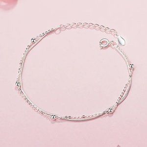NEW 925 Sterling Silver Layered Bead Bracelet